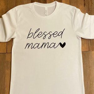 Short Sleeve Cotton Graphic  Blessed Mama T-shirt